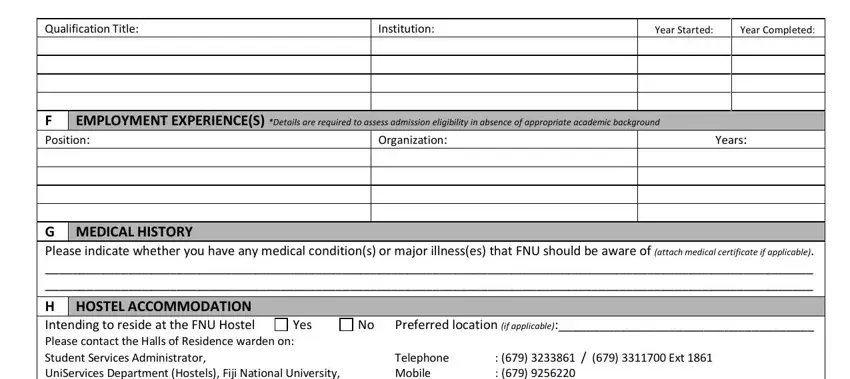 Completing fnu admission form stage 4