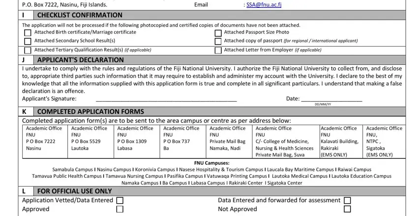 Finishing fnu admission form step 5