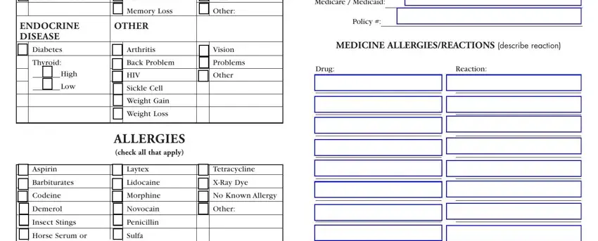 file of life template Medicare  Medicaid, Policy, MEDICINE ALLERGIESREACTIONS, Drug, Reaction, Blood in Stools, ENDOCRINE DISEASE Diabetes, Thyroid, High, Low, Aspirin, Barbiturates, Codeine, Demerol, and Insect Stings blanks to insert