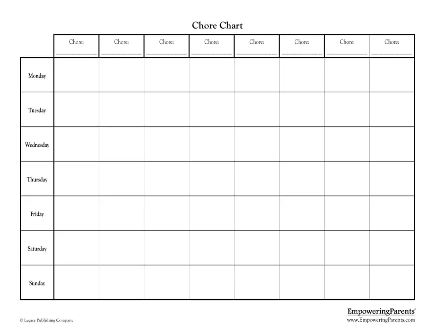 Fillable Chore Chart first page preview