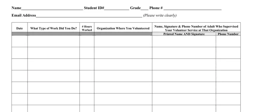 stage 1 to filling in community service paper