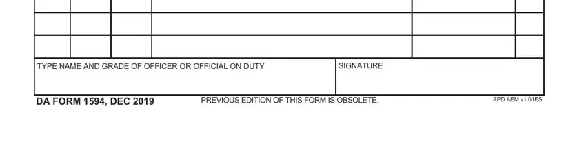 Filling in form 1594 form stage 3