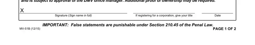 Filling out nys dmv form mv 51 step 3