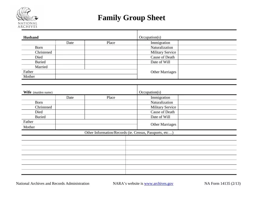 Fillable Family Tree Form first page preview
