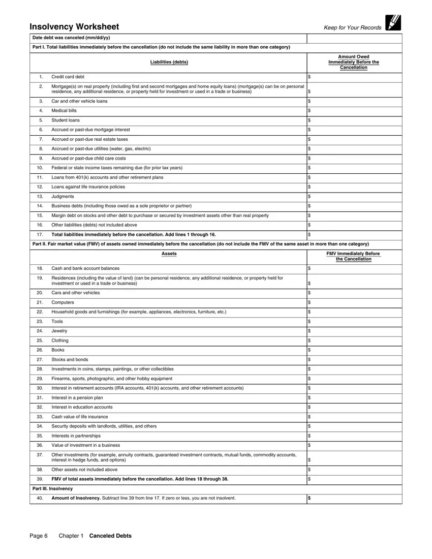 Fillable Insolvency Irs ≡ Fill Out Printable PDF Forms Online