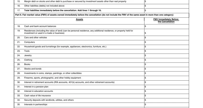 stage 2 to entering details in cancellation of debt 1040 form insolvency