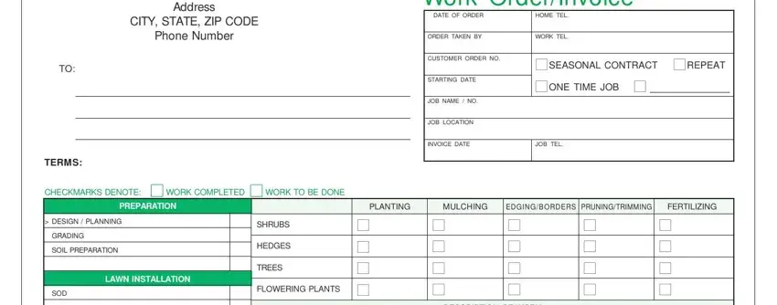invoice for landscaping empty spaces to complete