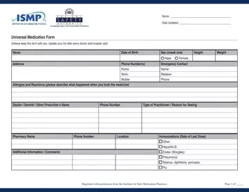 Fillable Medication Form Preview