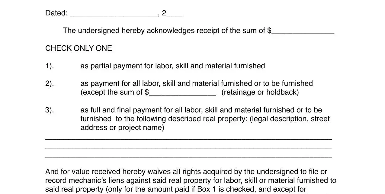 lien waiver form mn blanks to complete