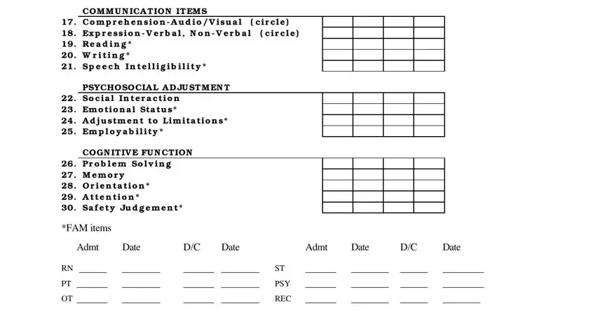 fim scale chart Fim score sheet