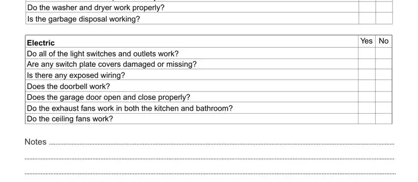 new construction final walk through checklist pdf Can the dishwasher complete a full, Electric Do all of the light, Yes No, and Notes blanks to fill
