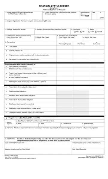 Financial Status Report Form Preview