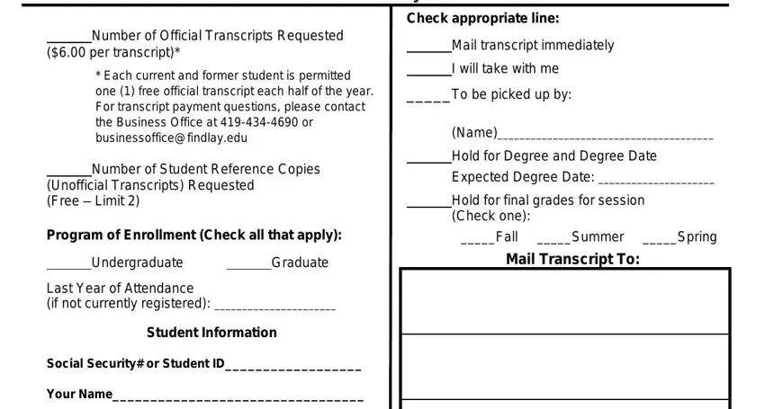 part 1 to completing findlay transcript