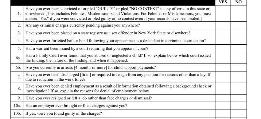 nyc doe fingerprinting form YES, and Ifyeswereyoufoundguiltyofthecharges fields to complete