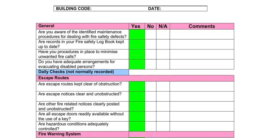 step 1 to filling in fire audit report template