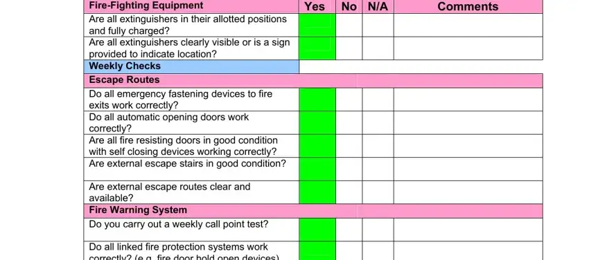 Entering details in fire audit report template step 3