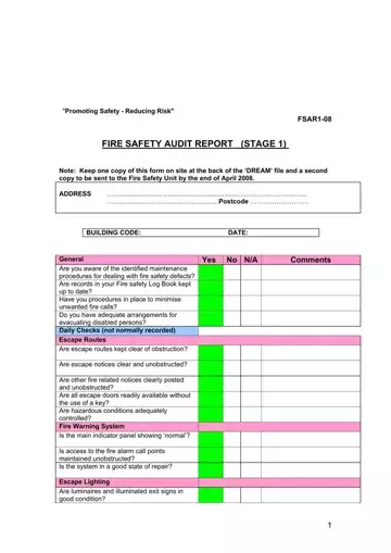 Fire Audit Report Sample Preview