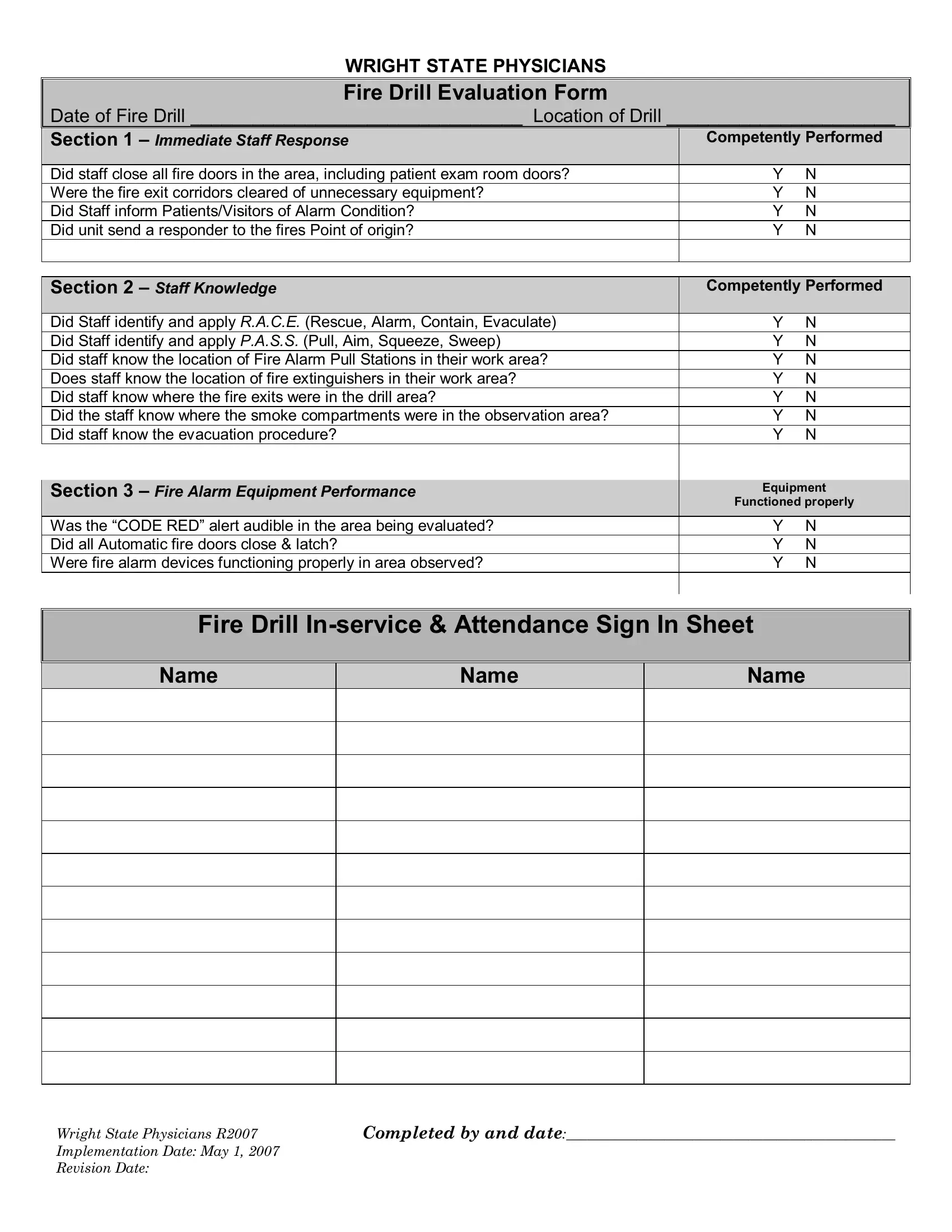 Fire Drill Log Form Fill Out Printable PDF Forms Online