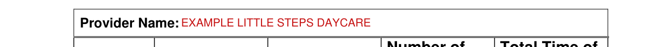 Form HCJFS 3037 example filled out, provider Name