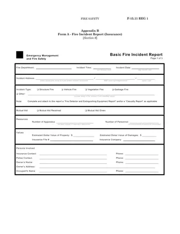 Fire Incident Report Form Preview