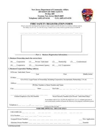 Fire Registration Form Preview