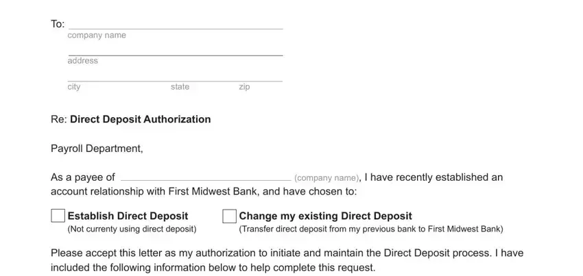 step 1 to completing first midwest direct deposit website