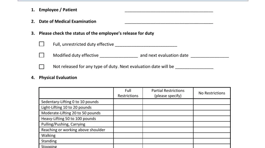 portion of spaces in fitness for duty template