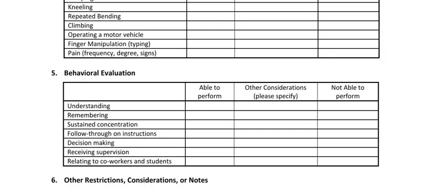 Filling out fitness for duty template stage 2