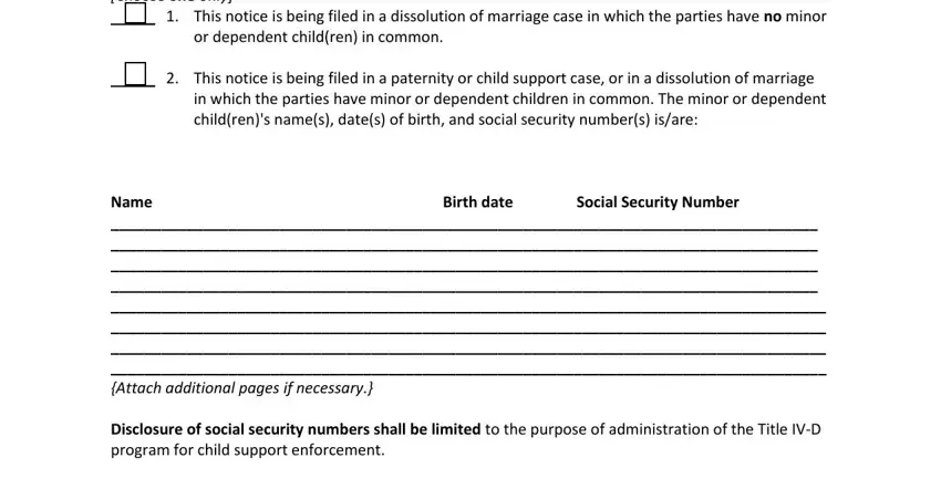 Entering details in form notice part 3