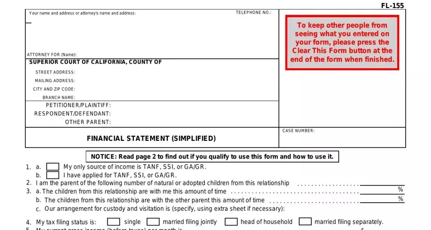 form fl 155 for california blanks to complete