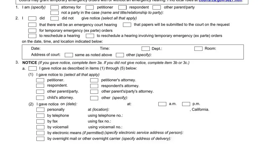 Filling out Form FL-303  step 2