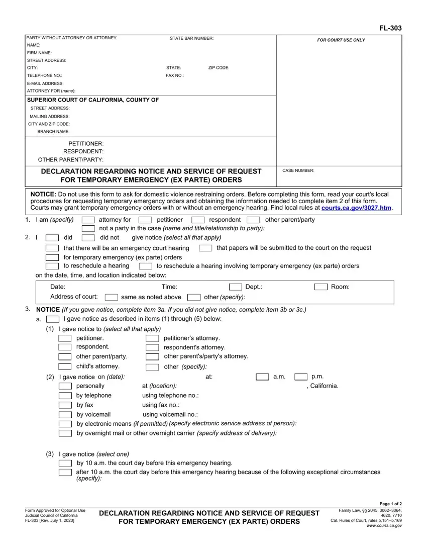 Fl 303 Form first page preview