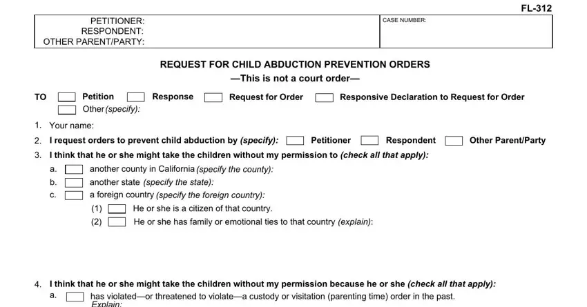 example of gaps in request child form