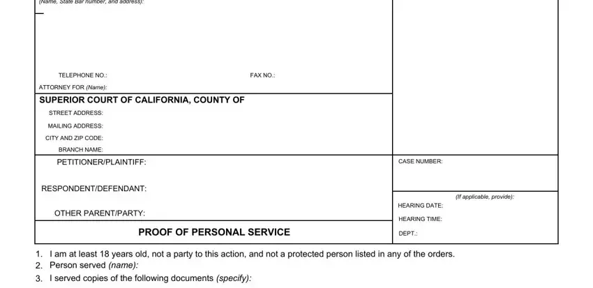 filling in proof of personal service california part 1