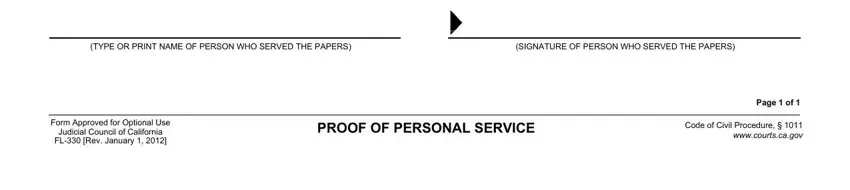 proof of personal service california I declare under penalty of perjury, Date:, (TYPE OR PRINT NAME OF PERSON WHO, (SIGNATURE OF PERSON WHO SERVED, Form Approved for Optional Use, Judicial Council of California, PROOF OF PERSONAL SERVICE, Page 1 of 1, and Code of Civil Procedure fields to complete