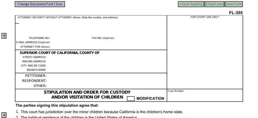 stage 1 to completing child custody stipulation agreement california