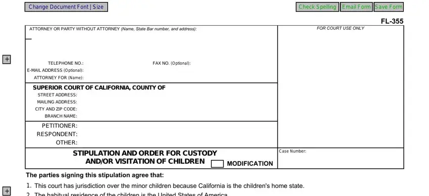 stage 1 to filling in fl 355 court form