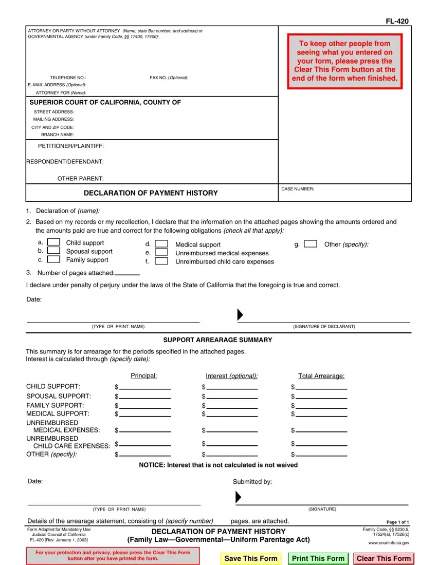 Fl 420 Form first page preview