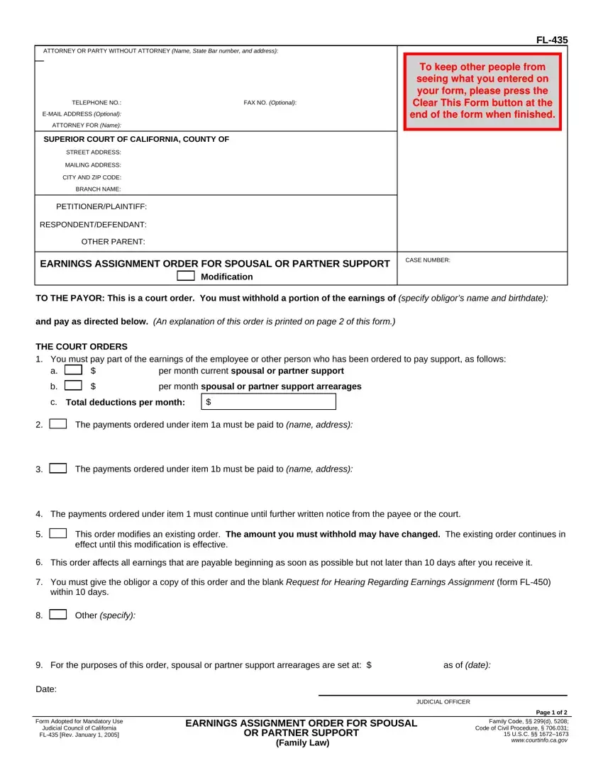 Fl 435 Form first page preview