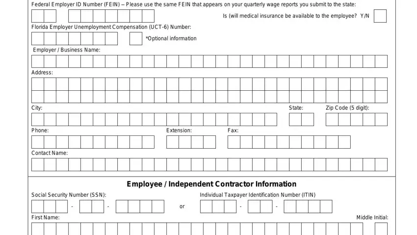 new hire reporting florida empty spaces to complete