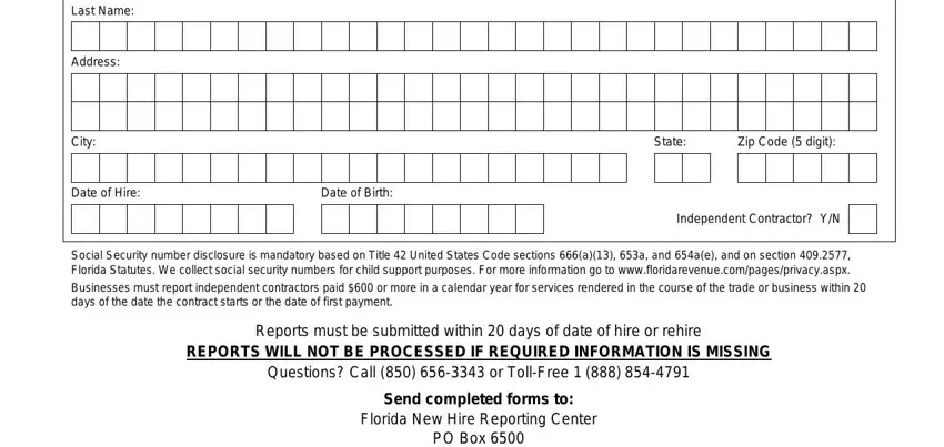 step 2 to filling out new hire reporting florida