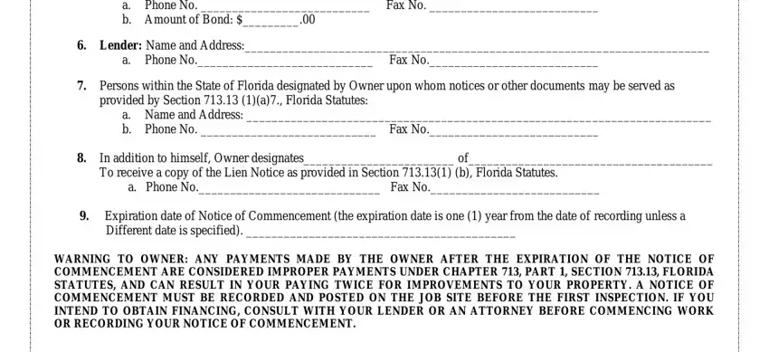 step 2 to completing fl notice of commencement form