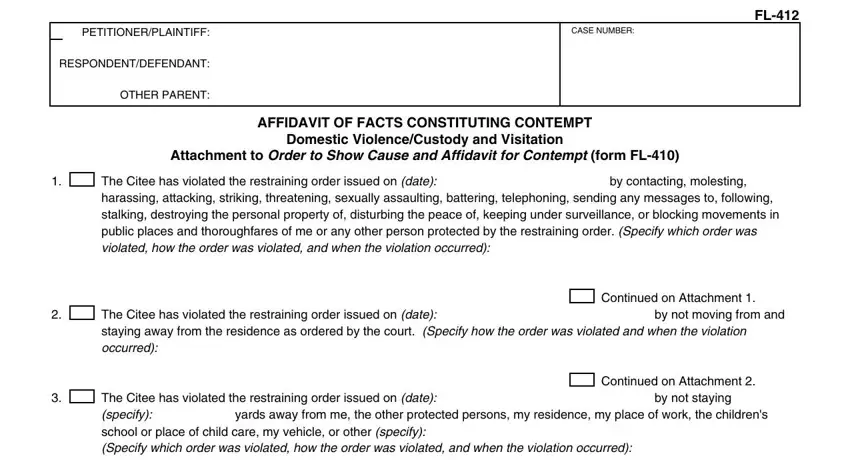 step 1 to writing fl 412 form