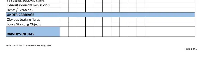 Filling in dot pre trip inspection form pdf step 3