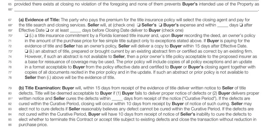 TITLE Seller has the legal, a Evidence of Title The party who, o i a title insurance commitment, and b Title Examination Buyer will in cc 5