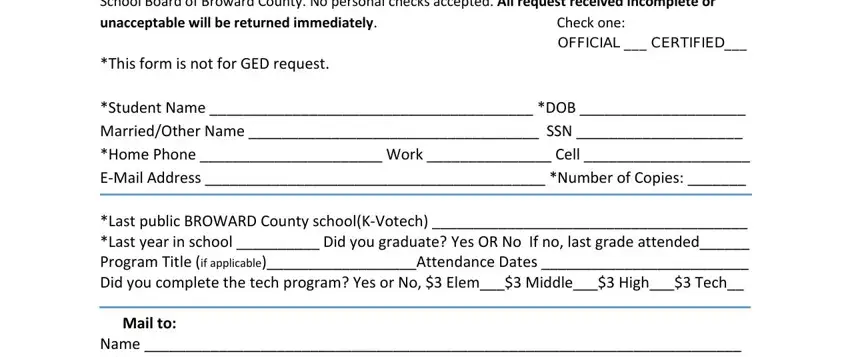 records retention broward schools empty fields to fill out