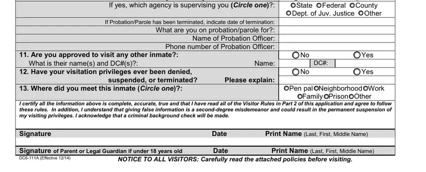 stage 2 to completing florida department of corrections visitation form