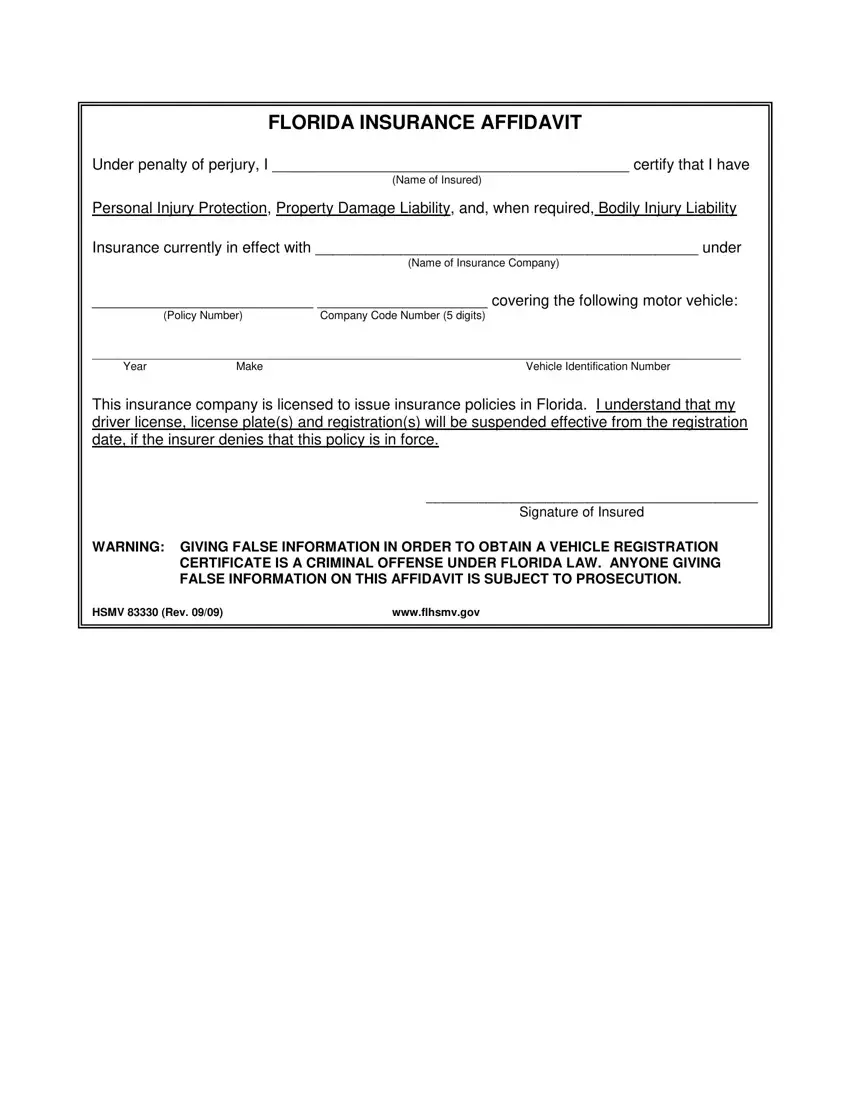 Florida Hsmv 83330 Form first page preview