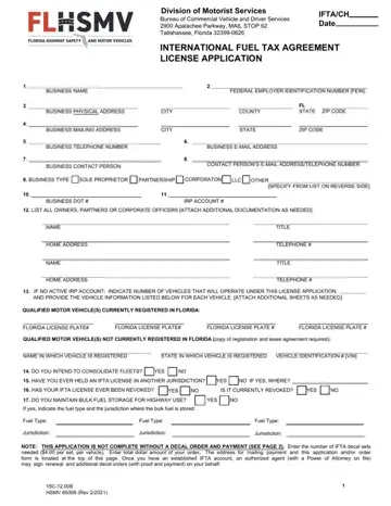 Florida Ifta Application Form Preview