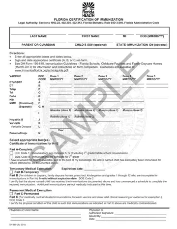 Florida Medical Exemption Vaccine Form Preview
